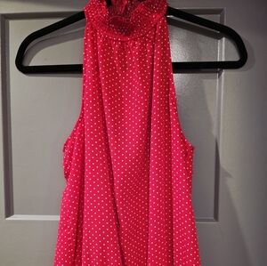 Polka Dot Sleeveless Top - Red